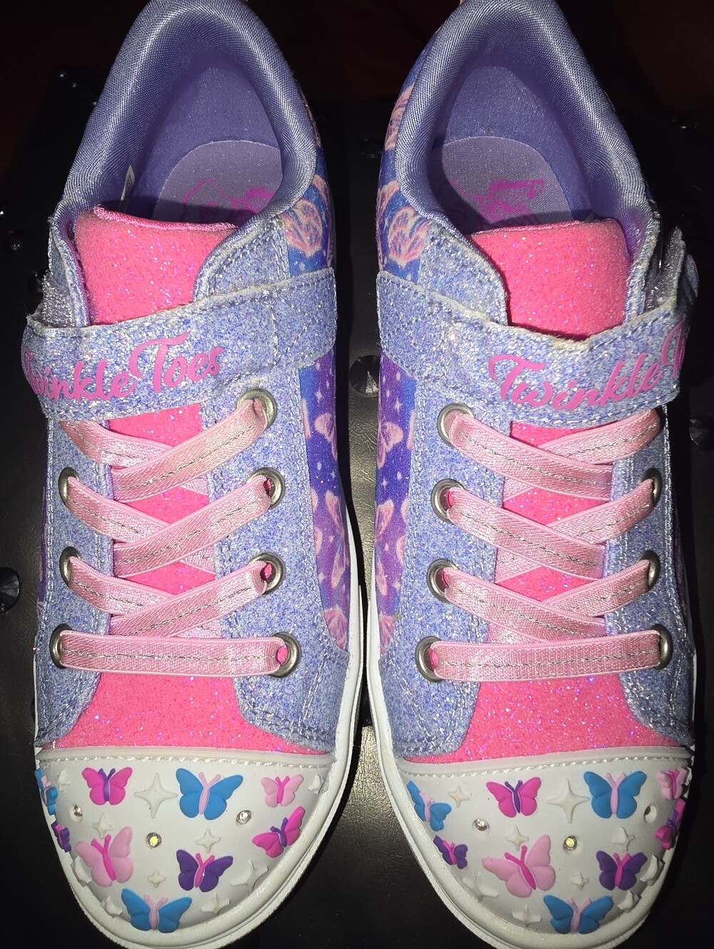 💗🦋💜Twinkle Toes Kids Glitter Butterfly Sneakers - Pink & Purple💜🦋💗Size 1
